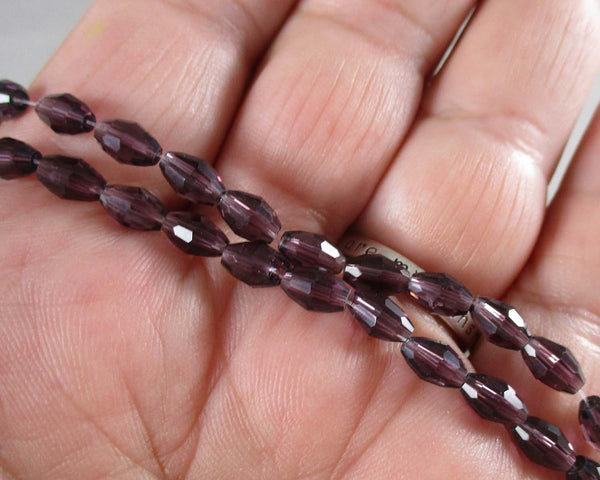 Dark Purple Faceted Oval Glass Beads 4x6mm (0260)