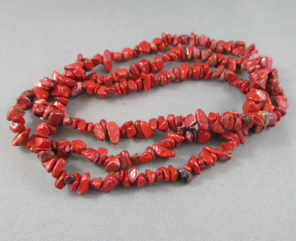 Red Jasper Beads Chip Strand 36" Med (C036)