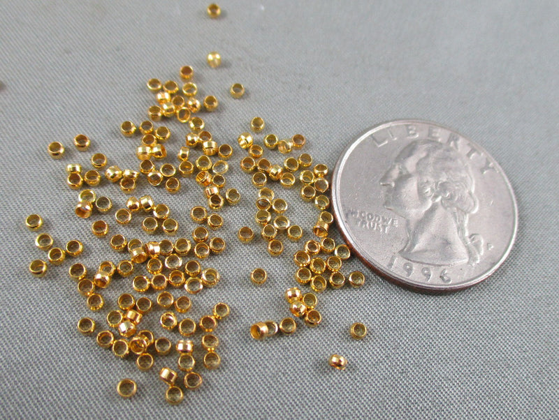 Crimp Beads Gold Tone 2mm 10 grams (1806)