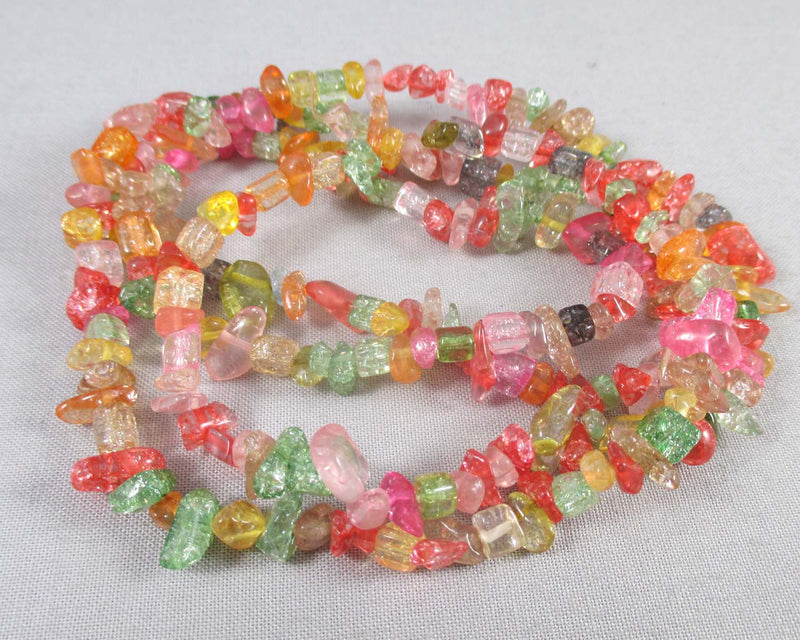 Dyed Crackle Quartz Beads Chip Strand 33" Med (1193)
