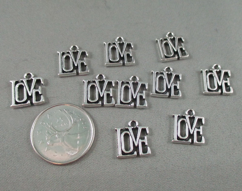 50% OFF!! Love Charms Silver Tone 10pcs (1562)