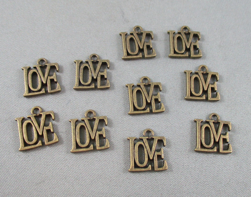 50% OFF!! Love Charms Antique Bronze 10pcs (1671)