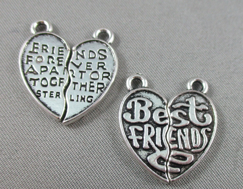Best Friends Split Charms Silver Tone 2 pairs (1046)