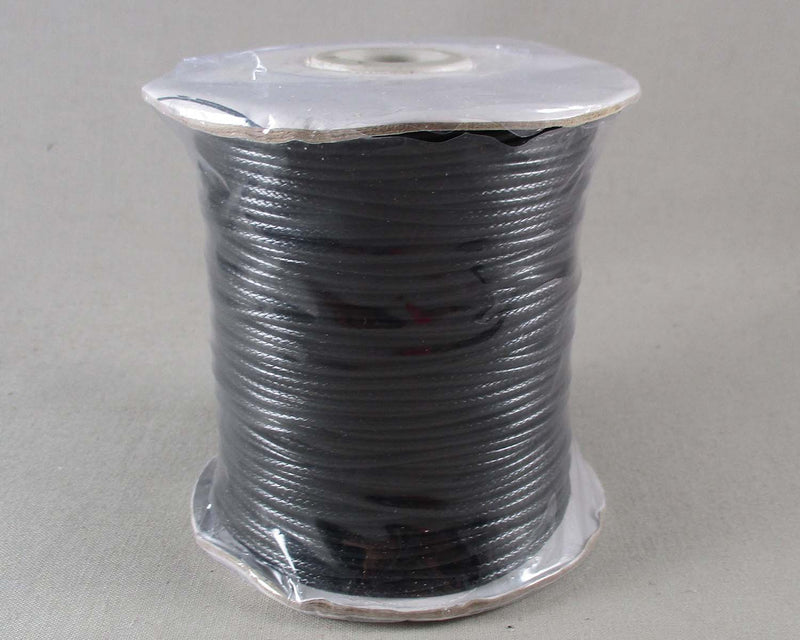 Waxed Braided Polyester Cord 2mm 80 meters Black (3061)