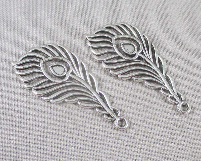 Feather Charms Silver Tone 4pcs (1384)