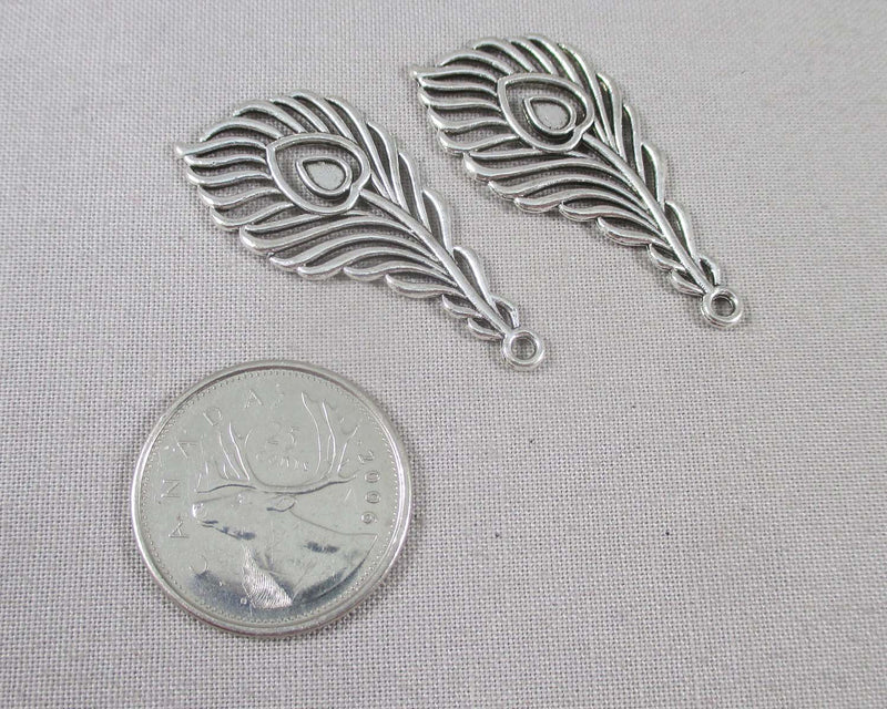 Feather Charms Silver Tone 4pcs (1384)
