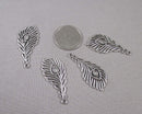Feather Charms Silver Tone 4pcs (1384)