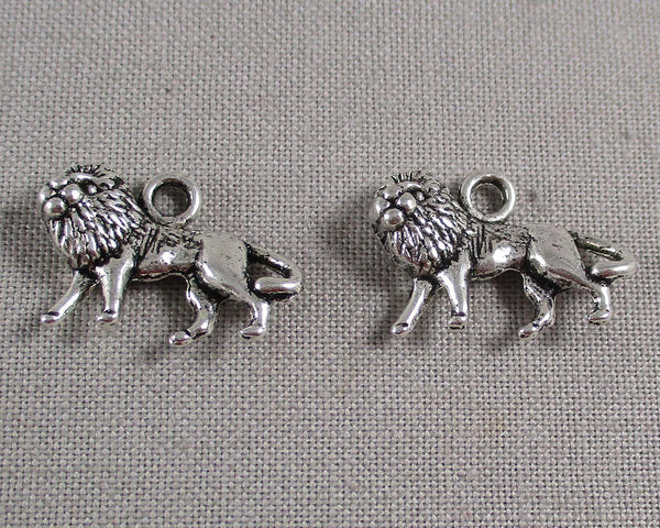 Lion Charms Silver Tone 10pcs (1742)