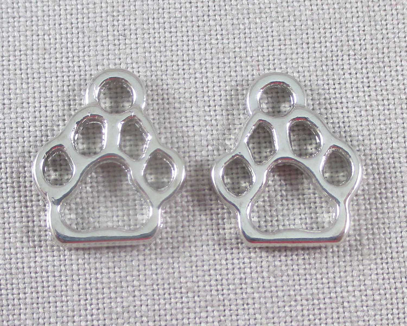 Dog Paw Print Charm Silver Tone 30pcs (0297)