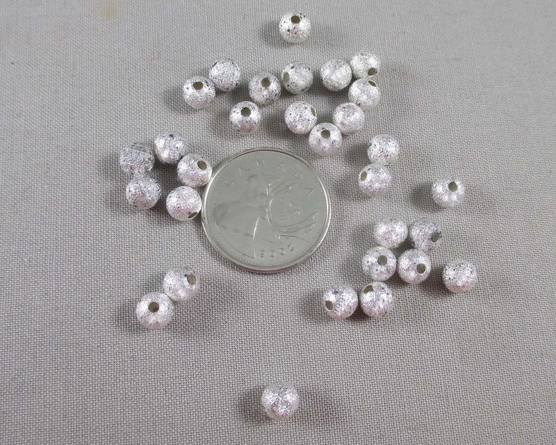 Silver Tone Star Dust Spacer Beads 6mm 20pcs (1295)