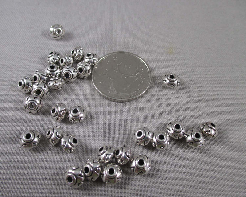 Silver Tone Bali Spacer Beads 6.5x5.5mm 24pcs (1344)