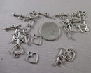 Heart Shaped Toggle Clasp Silver Tone 20 sets (G026-1)