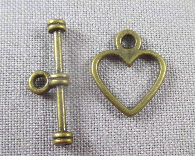 Heart Shaped Toggle Clasp Antique Bronze 20 sets (0144)