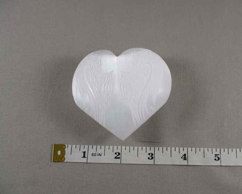 Selenite Angel Wings Heart 3" 1pc Z002