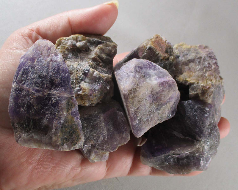 Chevron Amethyst Crystals Raw 3pcs H142**