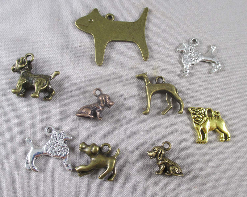 50% OFF!! Dog Charms Mixed Shape/Color 8pcs (0156)