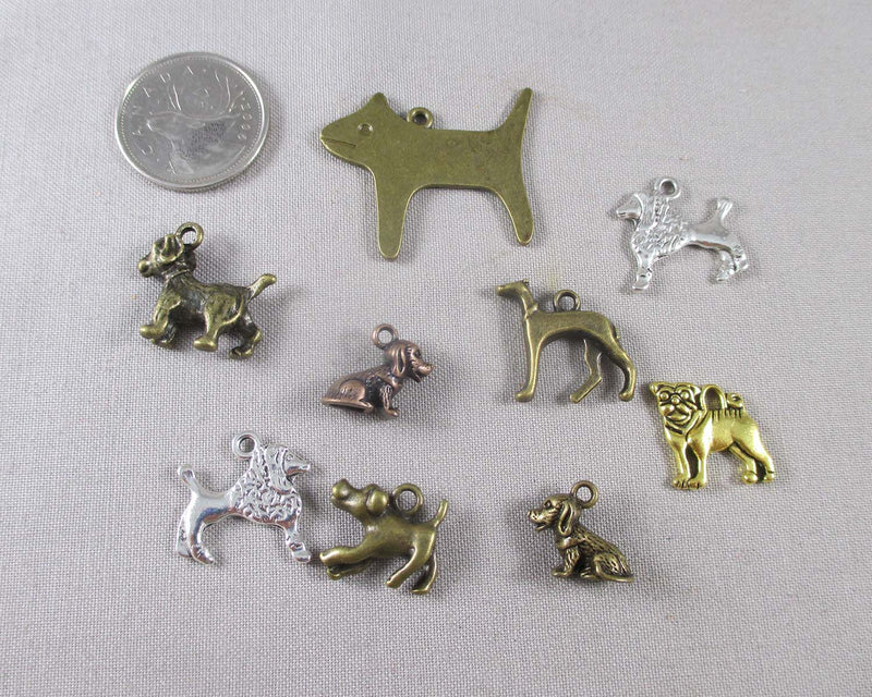 Dog Charms Mixed Shape/Color 8pcs (0156)