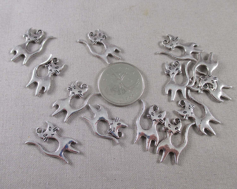 75% OFF!! Cat Charms Silver Tone 12pcs (0721)