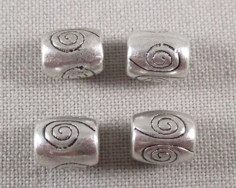 Silver Tone Barrel Spacer Beads 6x7mm 20pcs (0380)