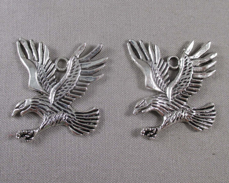 Eagle Charms Silver Tone 2pcs (1787)