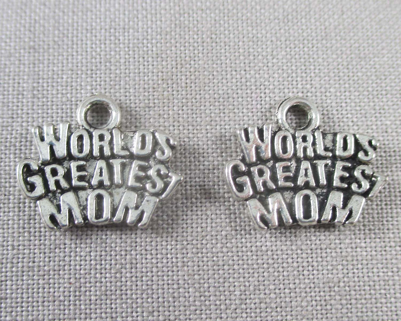 Worlds Greatest Mom Charms Silver Tone 20pcs (0147)
