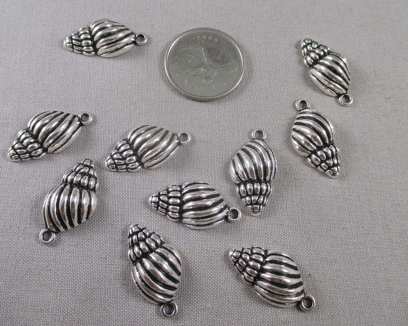 Sea Shell Charms Silver Tone 10pcs (0068)