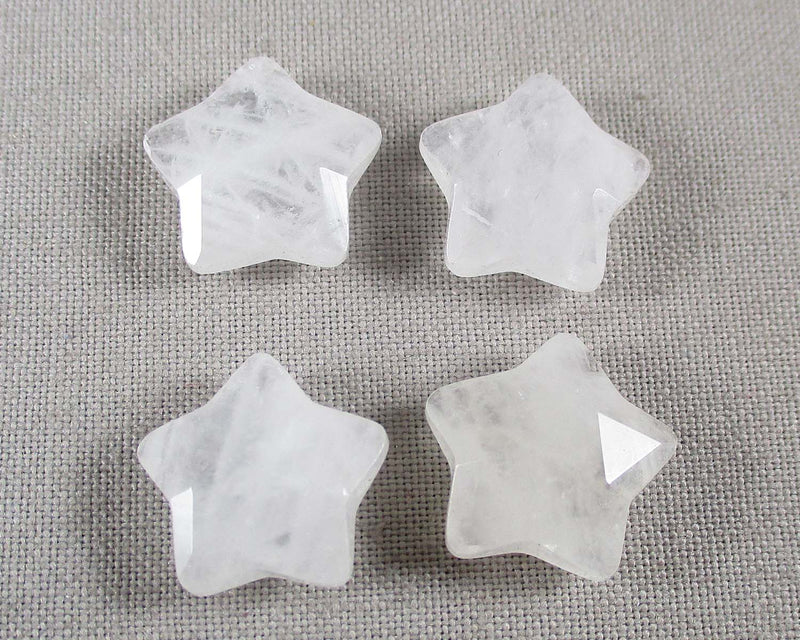 Faceted Quartz Star Bead (Drilled) 14mm 2pc (C313)