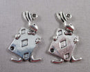 50% OFF!! Rabbit Holding Playing Card Charm Silver Tone 3pcs (0919)