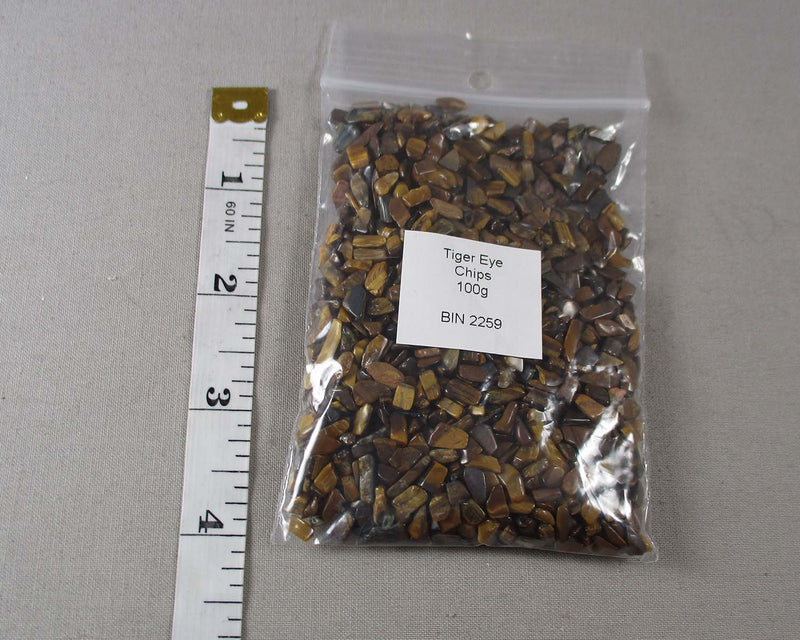 Tiger Eye Stone Chips 100g - Undrilled (G040-2)