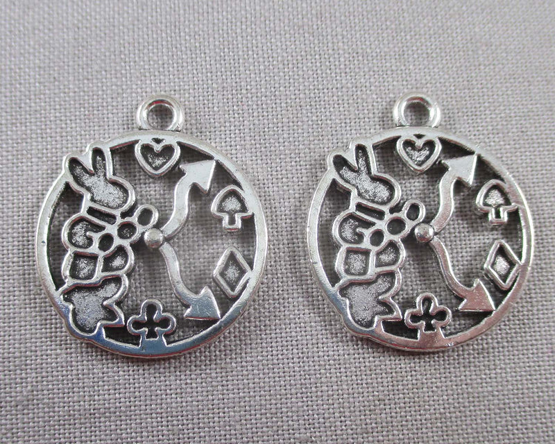 60% OFF!! Rabbit in a Clock Charms Silver Tone 12pcs (0159)