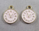 65% OFF!! Pink Clock Charm Gold Tone Enamel 4pcs (0172)