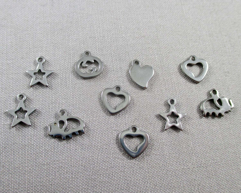 50% OFF!! Mixed Shape Charms Stainless Steel 5pcs 7-12mm  (0168)