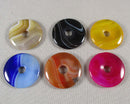 Colored Agate Polished Donut Bead Pendant 1pc (1910)