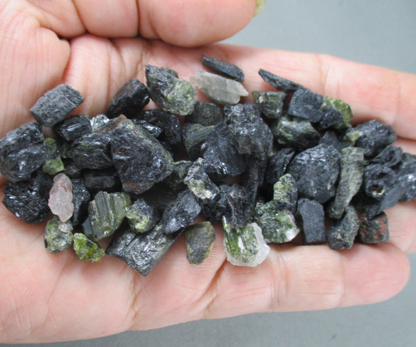 black and green tourmaline crystals