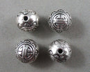 Tibetan Spacer Beads Silver Tone Round  10mm 5pcs C190