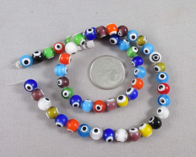 Greek Evil Eye Beads Round (Mixed Colors) Various Sizes