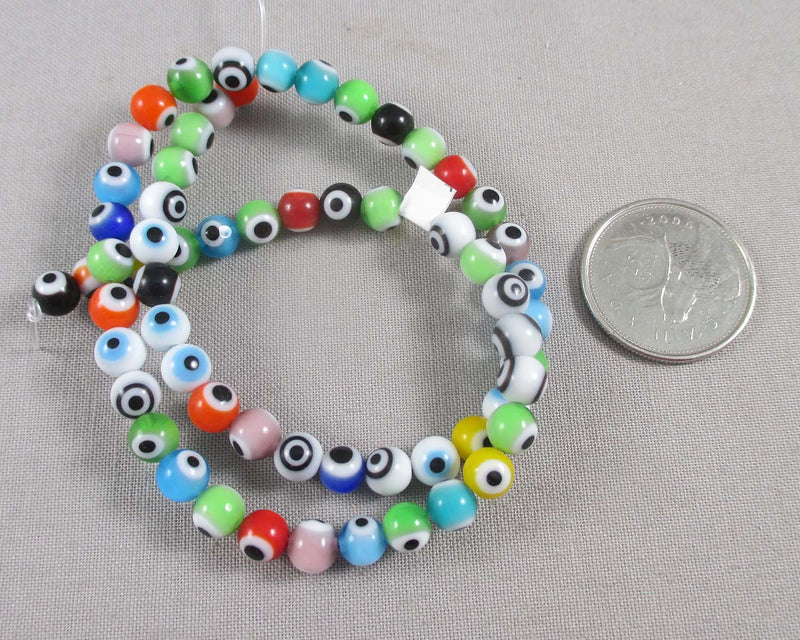 Greek Evil Eye Beads Round (Mixed Colors) Various Sizes