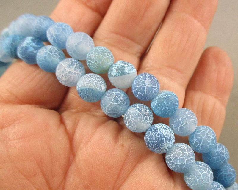 Sky Blue Spiderweb Agate Beads 8mm 15" Strand (C083)