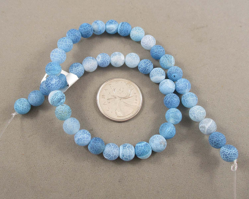 Sky Blue Spiderweb Agate Beads 8mm 15" Strand (C083)