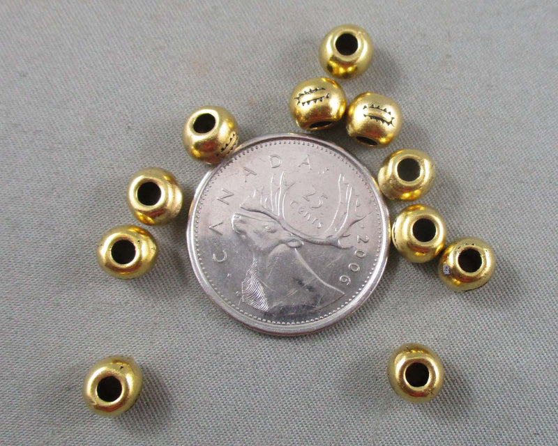 Gold Tone Round Tibetan Spacer Beads 7mm 20pcs (1001)