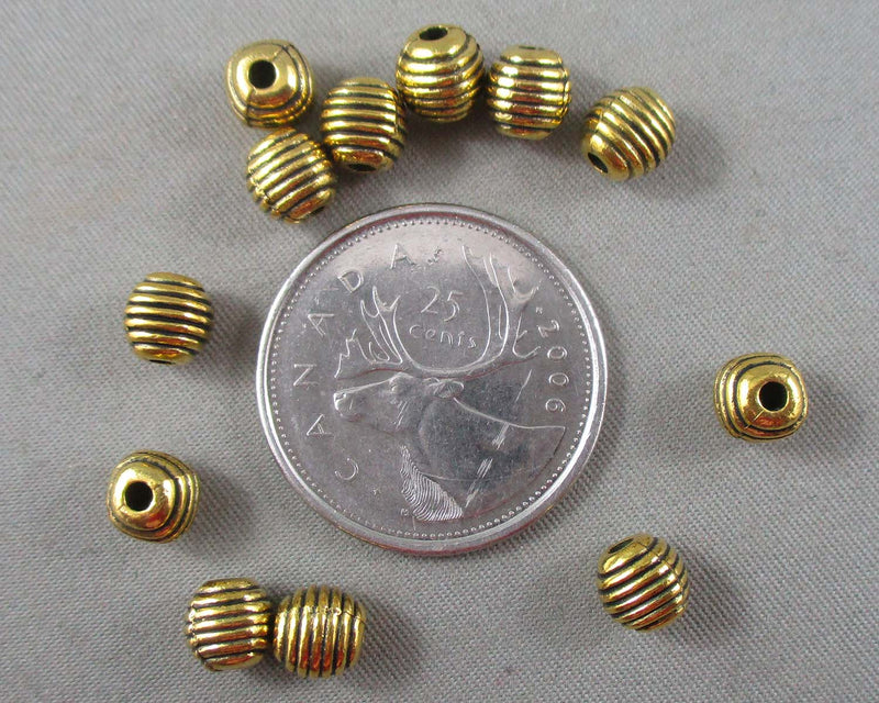 Gold Tone Round Beehive Spacer Beads 6mm 20pcs (0316)