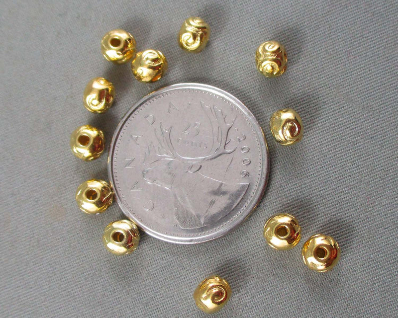 Gold Tone Rondelle Tibetan Spacer Beads 4.5x5.5mm 30pcs (1836)