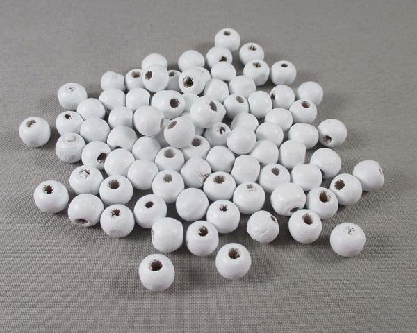 white wood beads