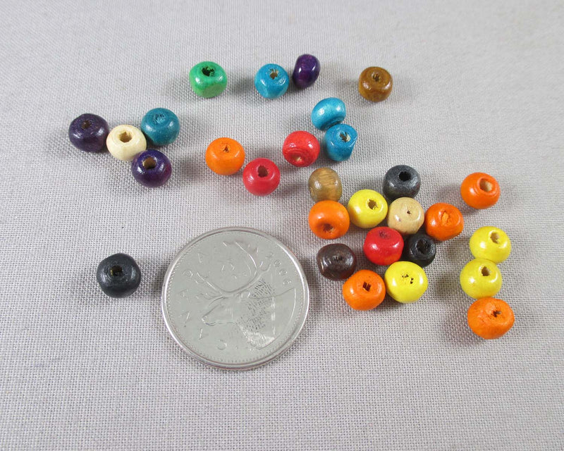 Mixed Color Wood Beads Round Various Sizes