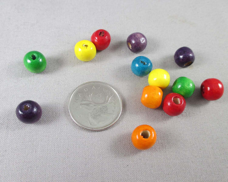 Mixed Color Wood Beads Round Various Sizes