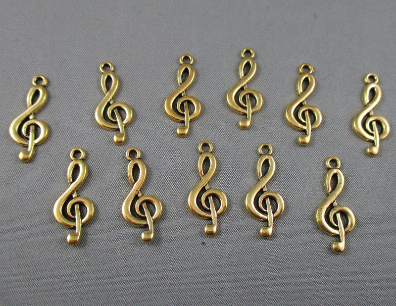 50% OFF!! Treble Clef Charms Gold Tone 16pcs (1564)