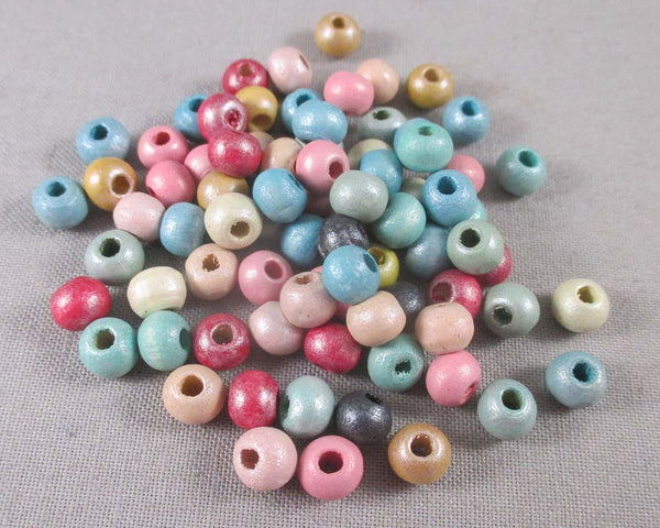 Mixed Pastel Colors Wood Beads 6mm Round 200pcs (2344)