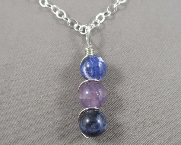 Calming Gemstone Pendant 1pc (Silver or Gold Chain)