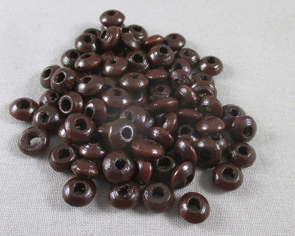 Brown Wood Beads 8x3.5mm Flat Round 150pcs (2274)