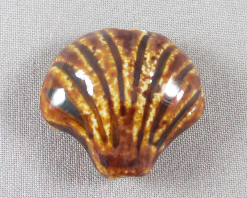 Sea Shell Bead Brown Porcelain 1pc (0162)